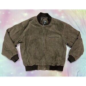 Incredible Vintage Brown Bomber Jacket Duncan Row 100% Leather Suede Size XL